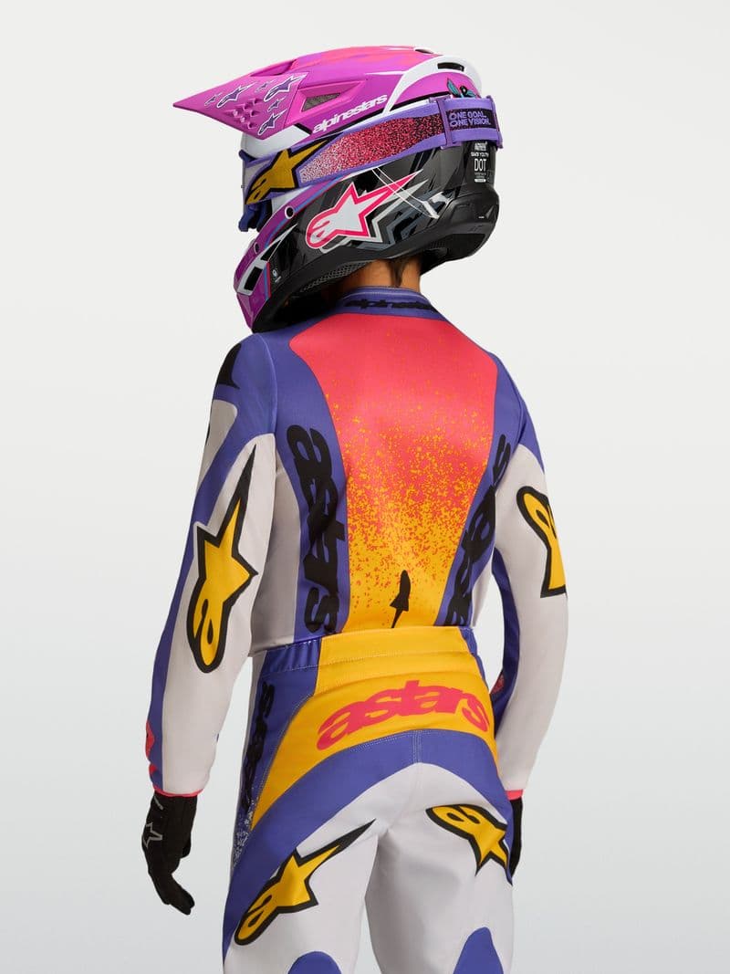 Alpinestars Youth Fluid Drag junior crosstrøye Lilla/Blå/Gull