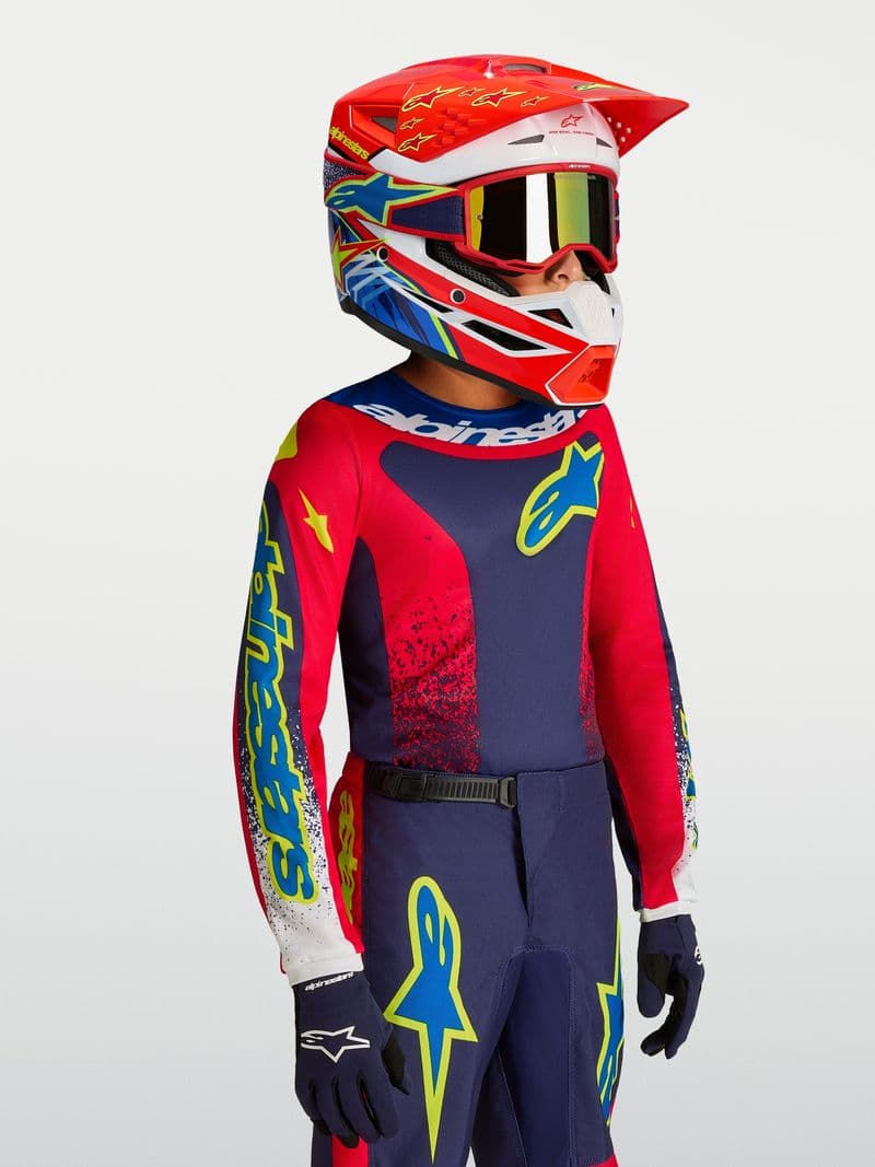 Alpinestars Youth Fluid Drag junior crosstrøye Blå/Rød/Hvit