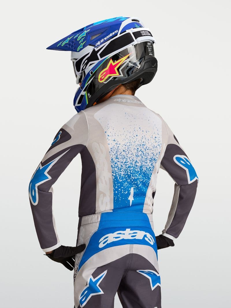 Alpinestars Youth Fluid Drag junior crosstrøye Grå/Lilla/UCLA-blå