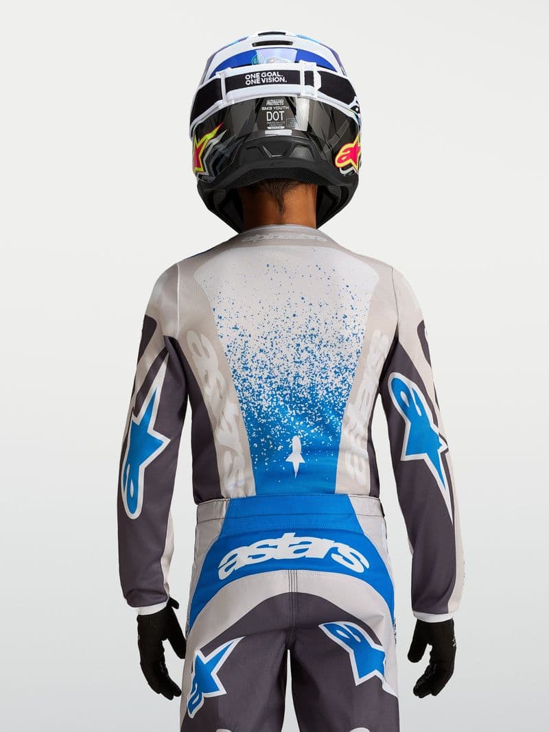 Alpinestars Youth Fluid Drag junior crosstrøye Grå/Lilla/UCLA-blå