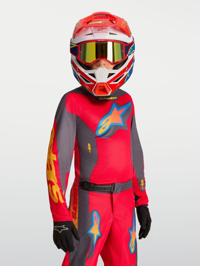 Alpinestars Youth Fluid Hunt junior crosstrøye Rød/Grå/Korall