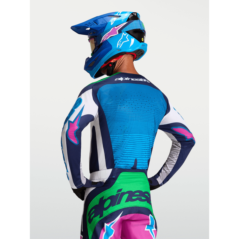 Alpinestars Techstar Maven crosstrøye Hvit/Blå/Grønn Neon - bilde 3