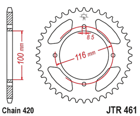 JT Rear Alu Sprocket 7075 T6 Black JTA461.50BLK
