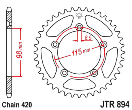 JT Rear Alu Sprocket 7075 T6 Black JTA894.46BLK