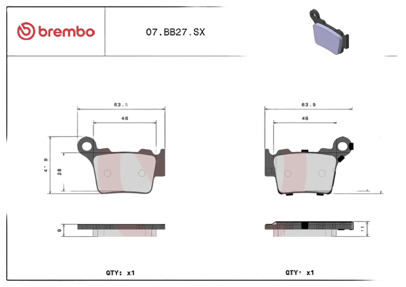 Brembo Brakepads Sintered Off-Road MX 07BB27SX — bilde 3