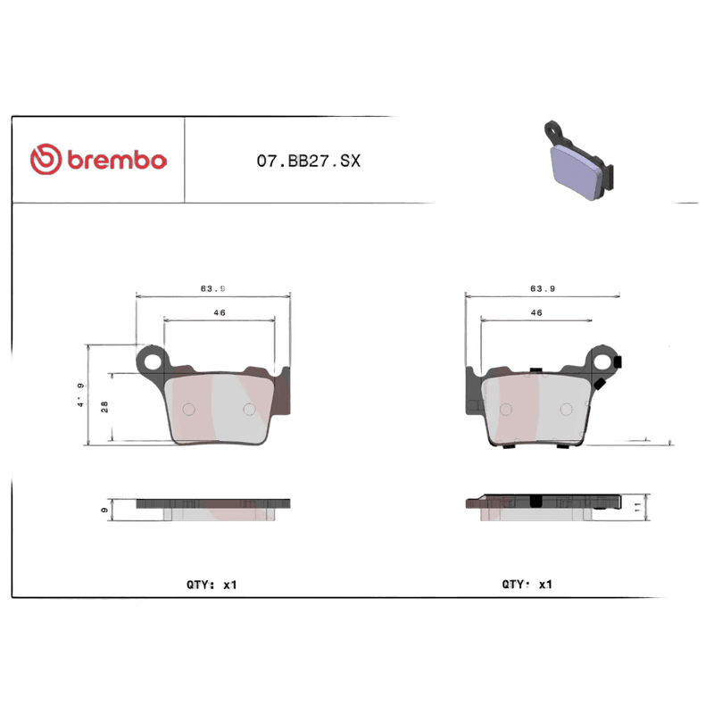 Brembo Brakepads Sintered Off-Road MX 07BB27SX — bilde 3