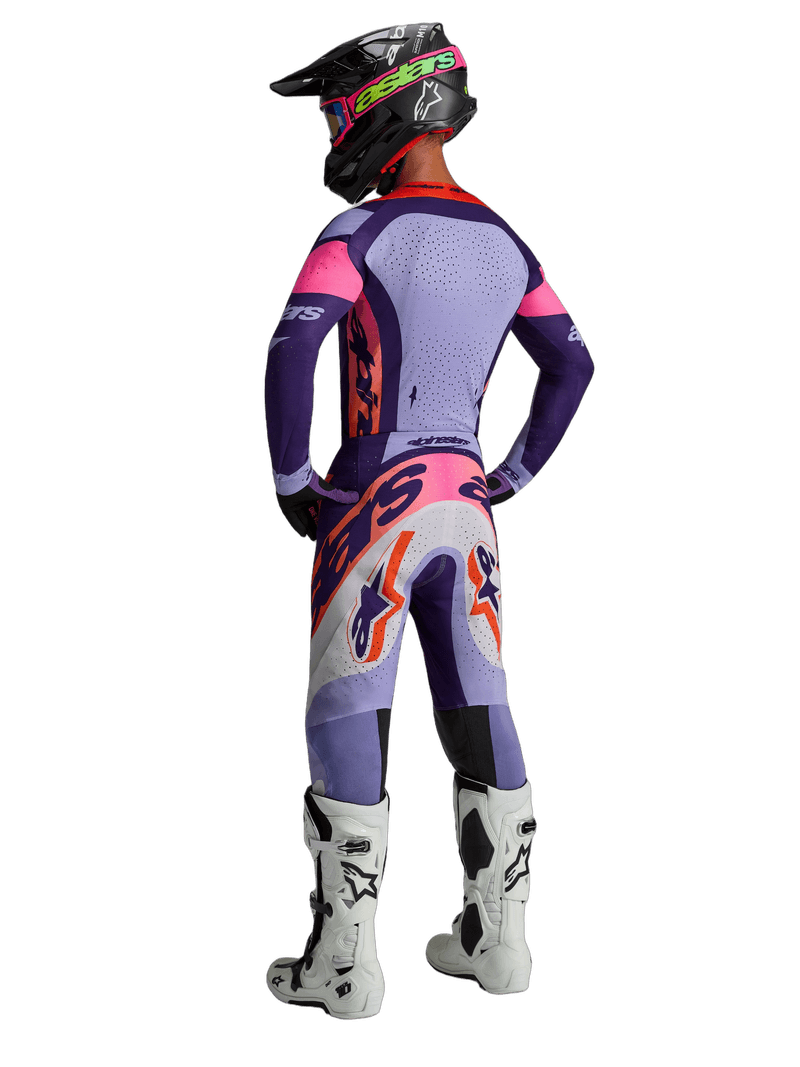 Alpinestars Supertech Dyna crossbukse Lilla/Rosa - på modell, bakfra