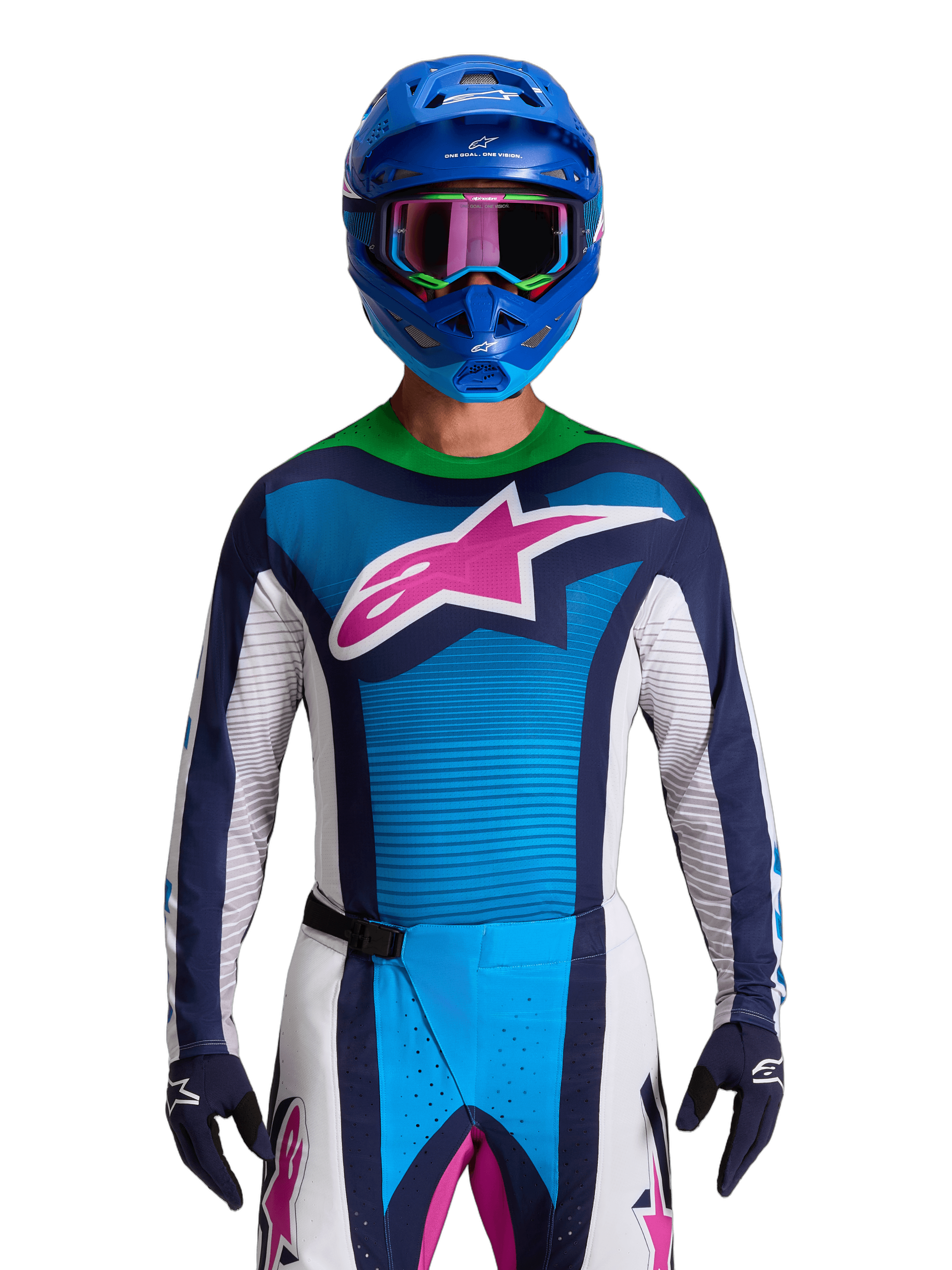 Alpinestars Techstar Maven crosstrøye Hvit/Blå/Grønn Neon - bilde 1