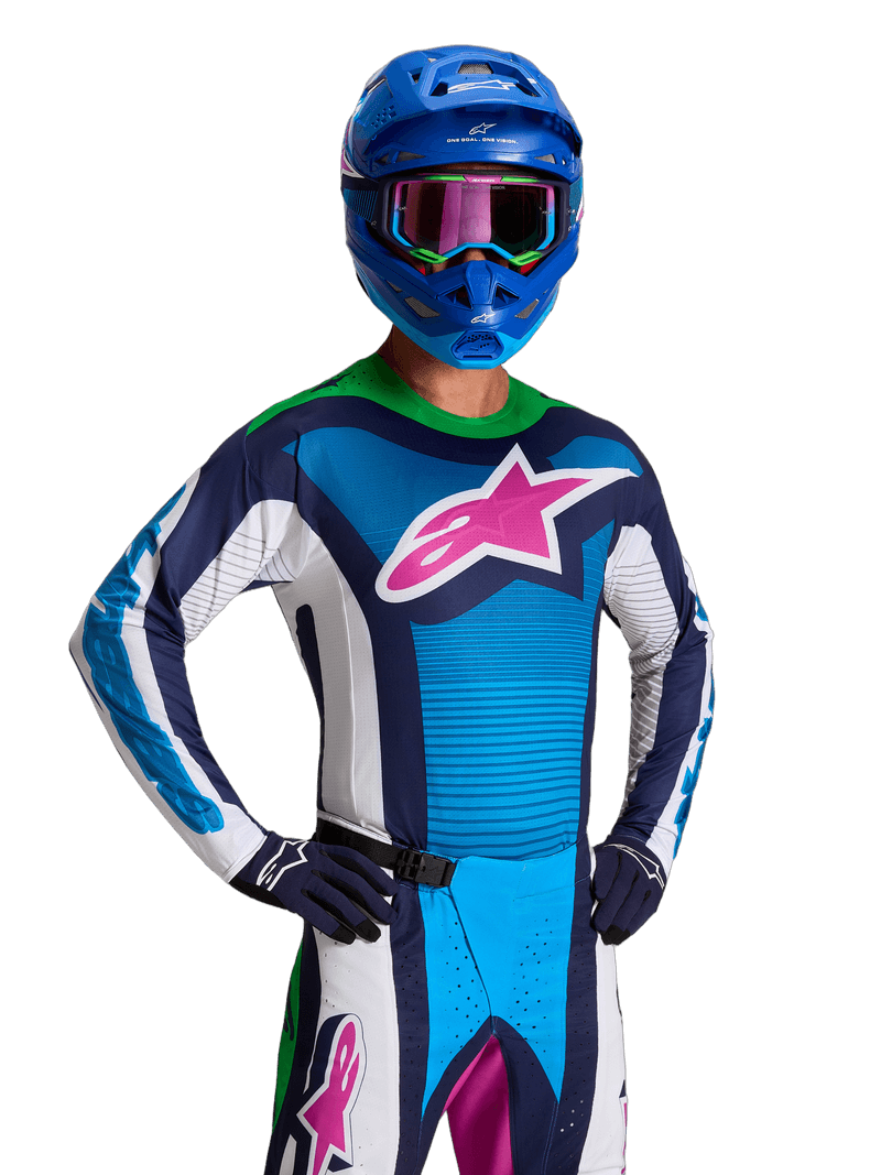 Alpinestars Techstar Maven crosstrøye Hvit/Blå/Grønn Neon - bilde 2