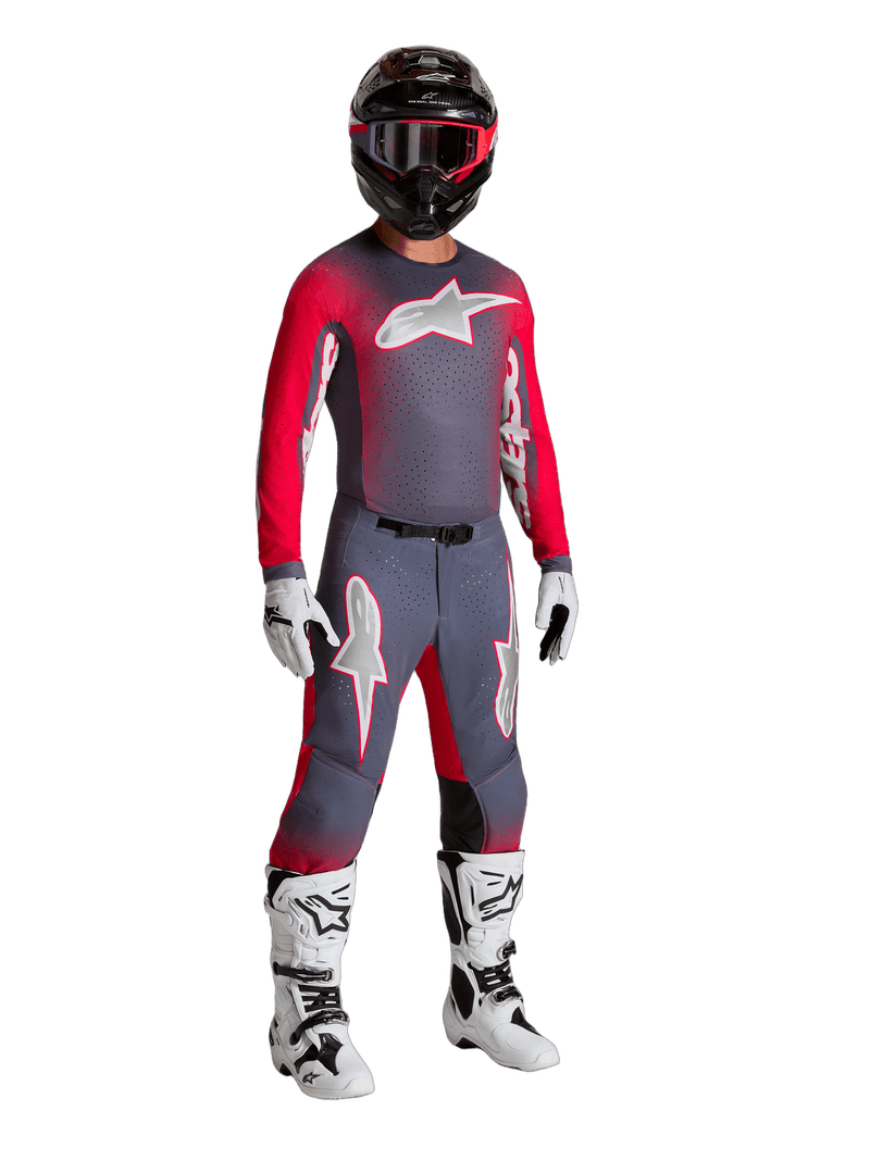 Alpinestars Supertech Hiten AFD crossbukse Grå/Rød Neon/Lilla - bilde 4