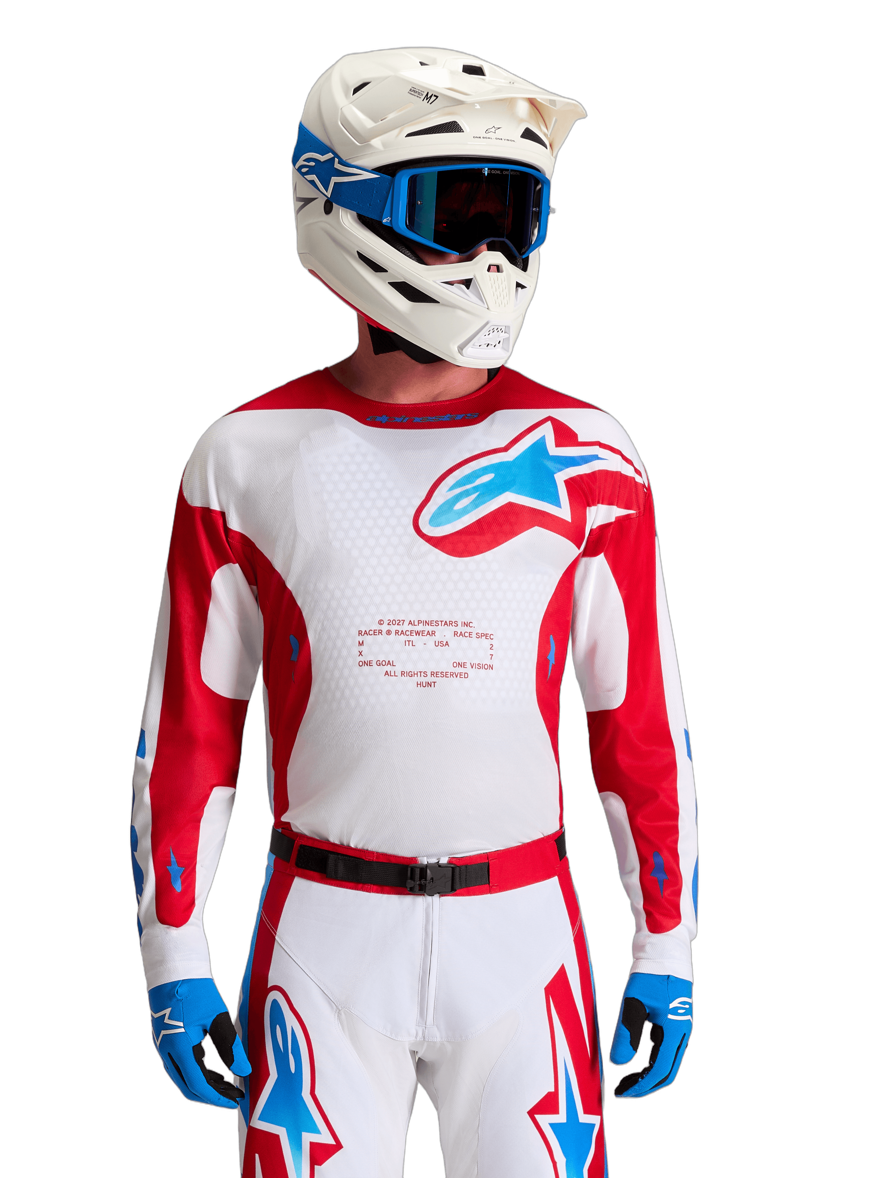 Alpinestars Racer Hunt crosstrøye Rød/UCLA-blå - bilde 1