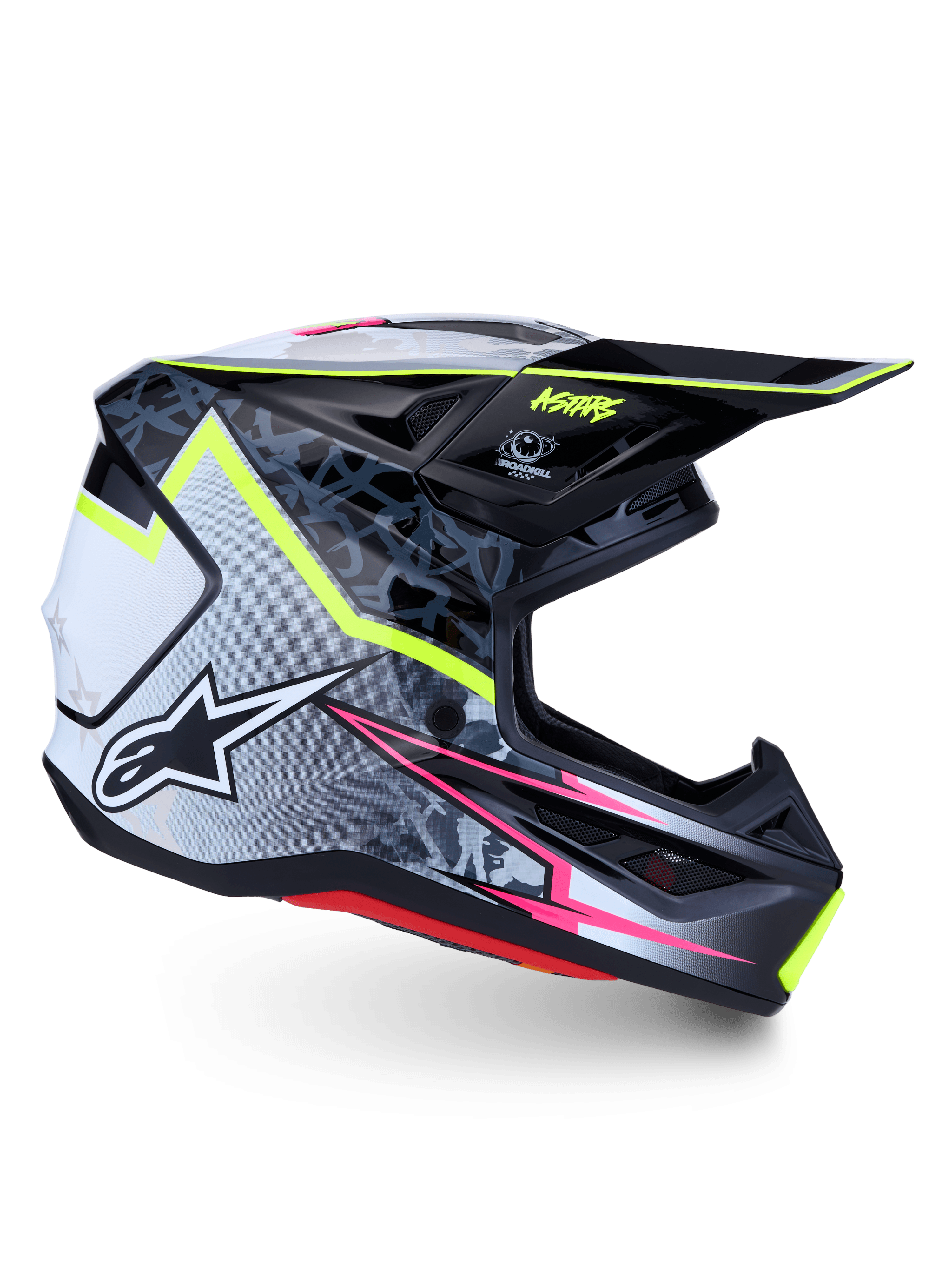 Alpinestars S-M7 Blaster hjelm svart/grå/hvit/fluo gul