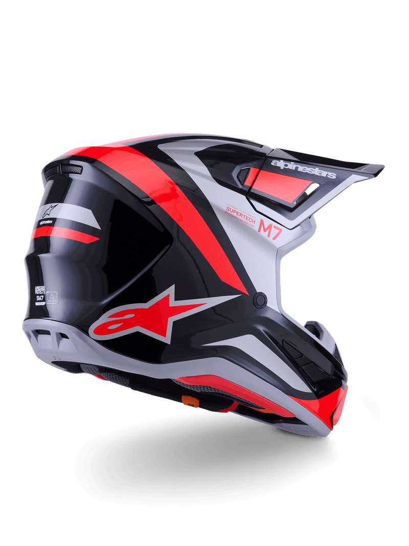 Alpinestars S-M7 Rise hjelm svart/sølv/fluo rød