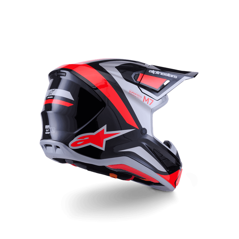 Alpinestars S-M7 Rise hjelm svart/sølv/fluo rød