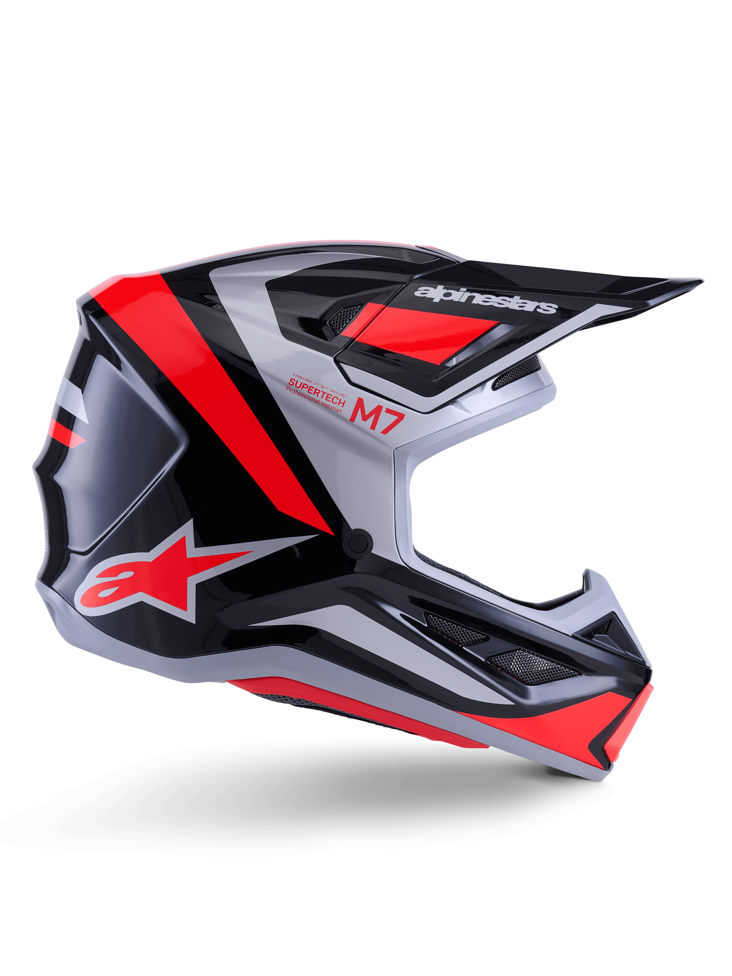 Alpinestars S-M7 Rise hjelm svart/sølv/fluo rød