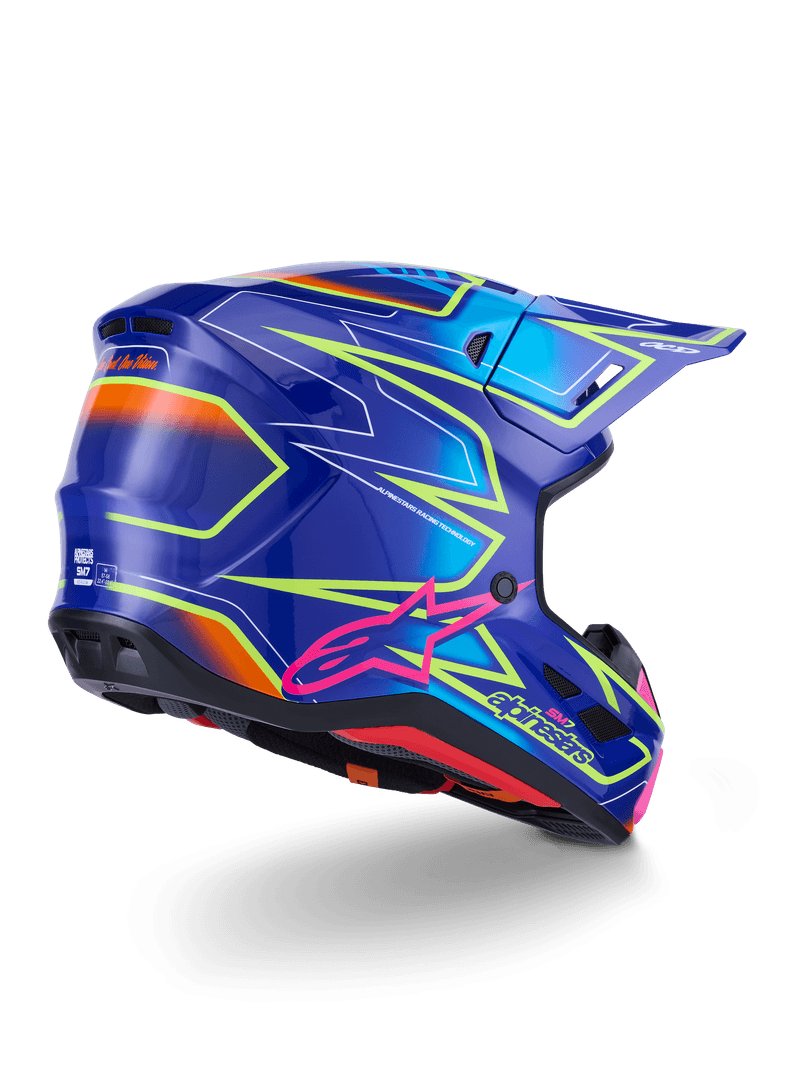 Alpinestars S-M7 Cast hjelm blå/rosa/fluo gul