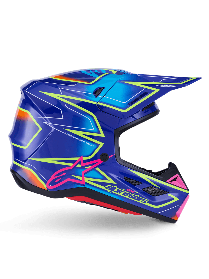Alpinestars S-M7 Cast hjelm blå/rosa/fluo gul