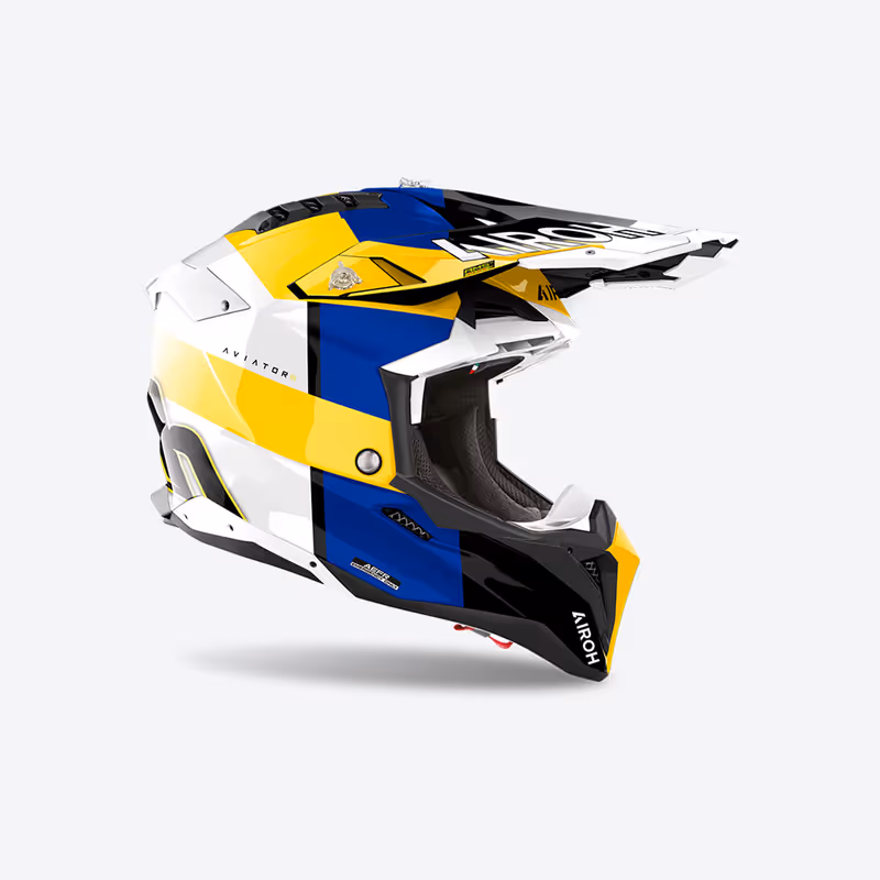 Airoh Aviator 3 Monarch hjelm blå/gul blank