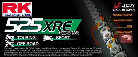 RK 525XRE XW-ringchain +CLF(rivet l.)
