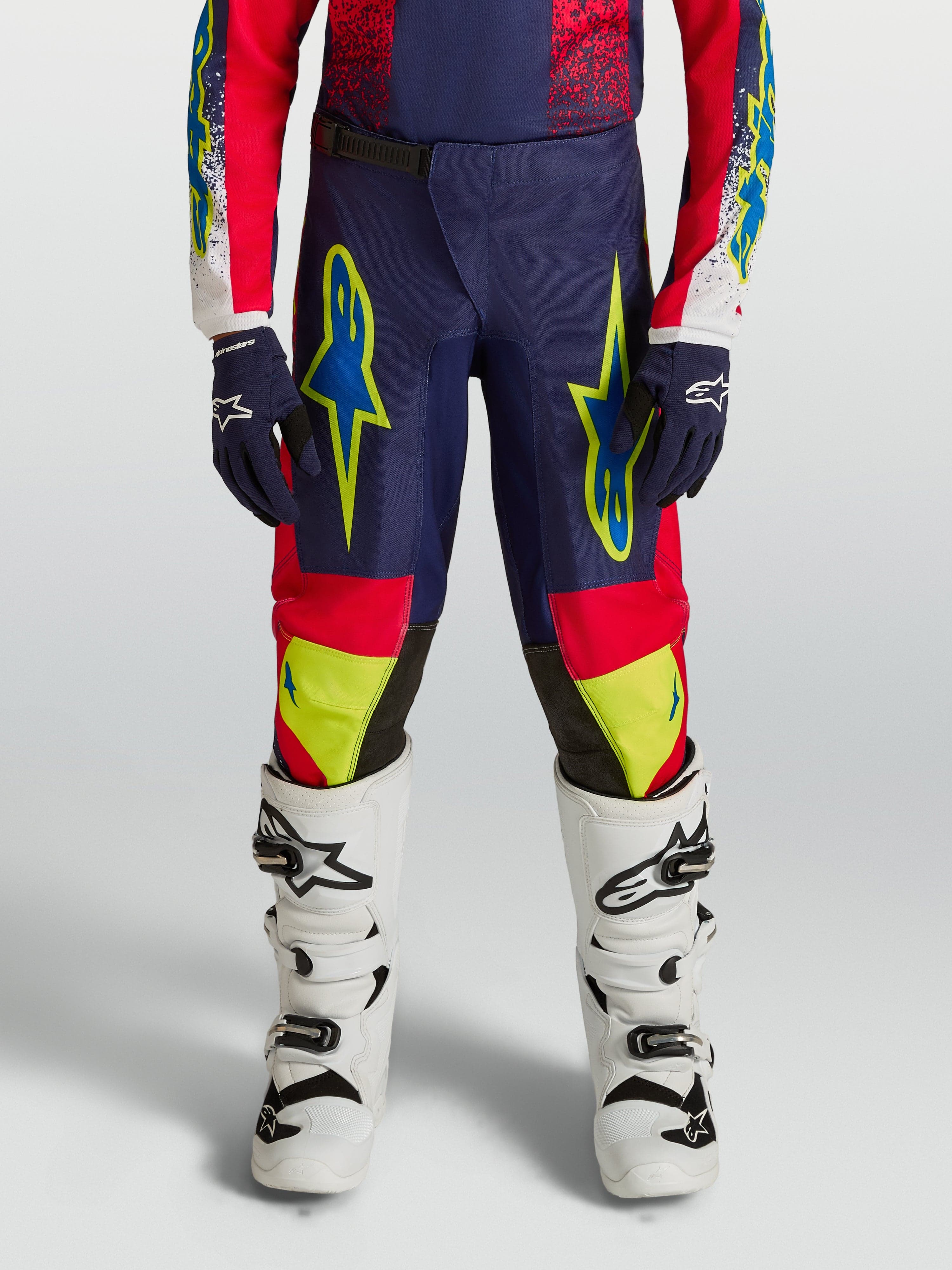 Alpinestars Youth Fluid Drag junior crossbukse Blå/Rød/Hvit