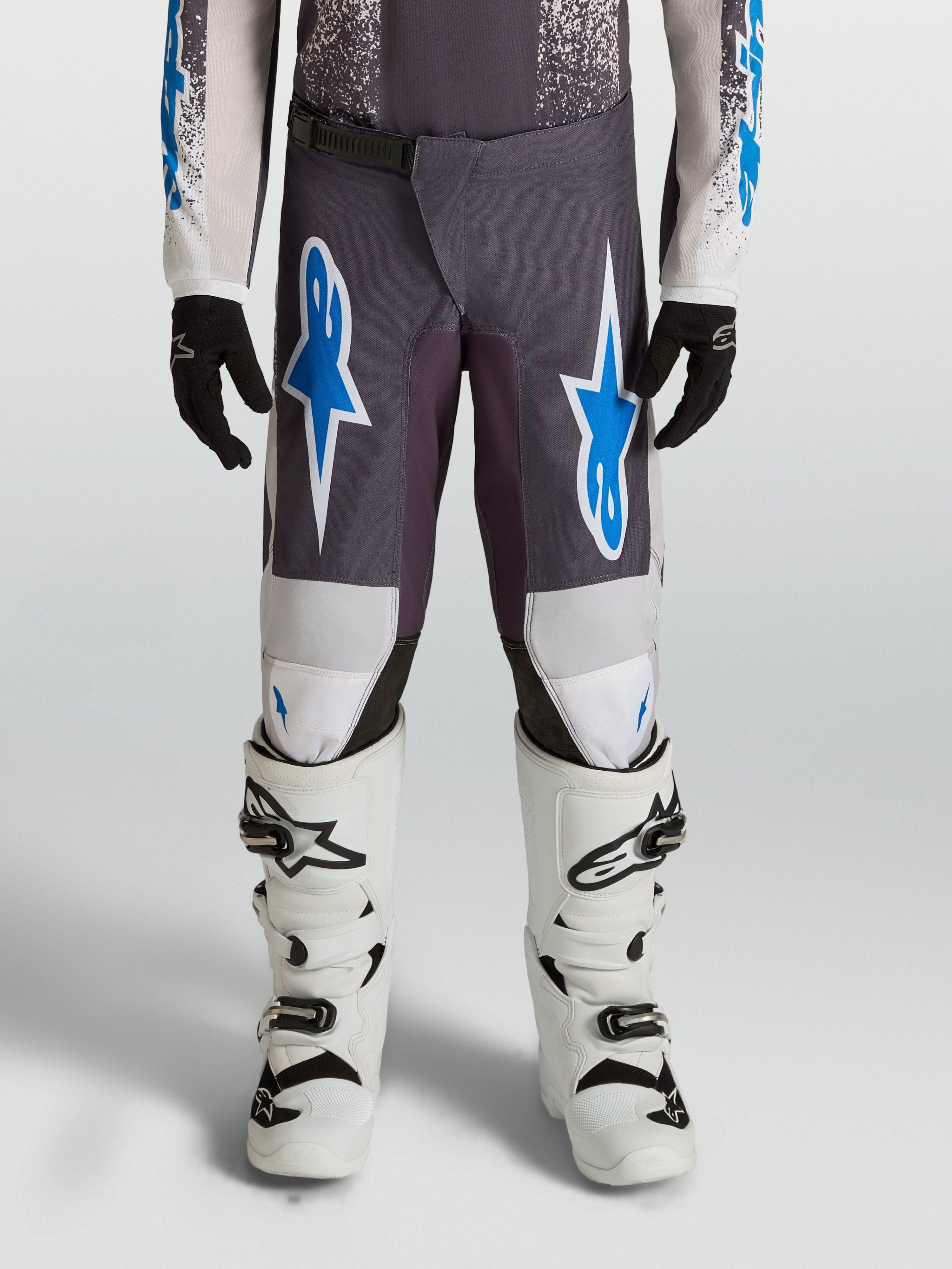 Alpinestars Youth Fluid Drag junior crossbukse Grå/Lilla/UCLA-blå