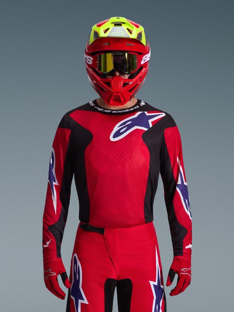 Alpinestars Fluid Grid crosstrøye Rød/Svart/Lilla