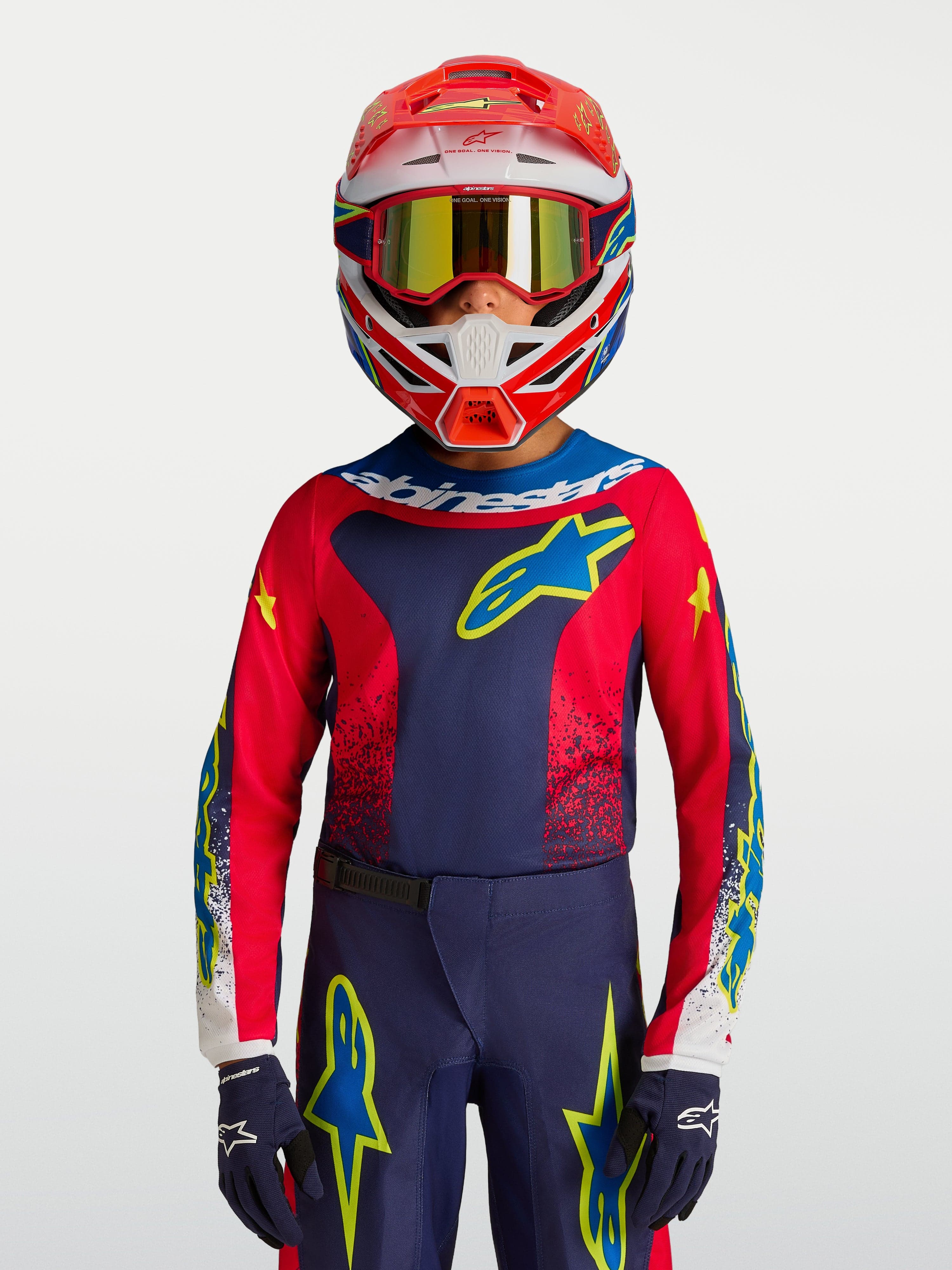 Alpinestars Youth Fluid Drag junior crosstrøye Blå/Rød/Hvit