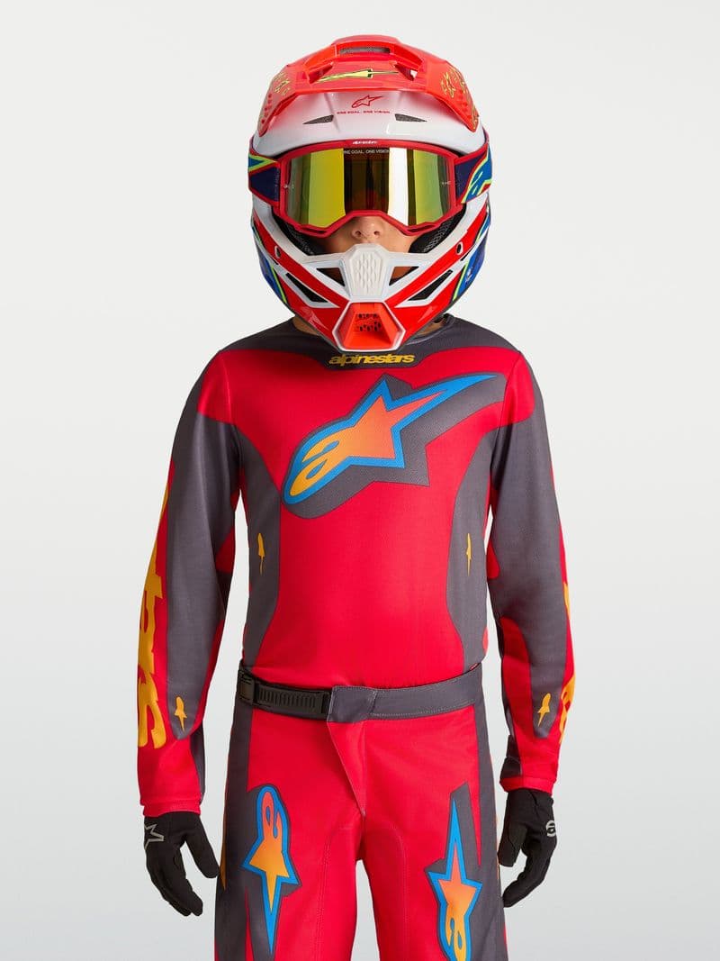 Alpinestars Youth Fluid Hunt junior crosstrøye Rød/Grå/Korall