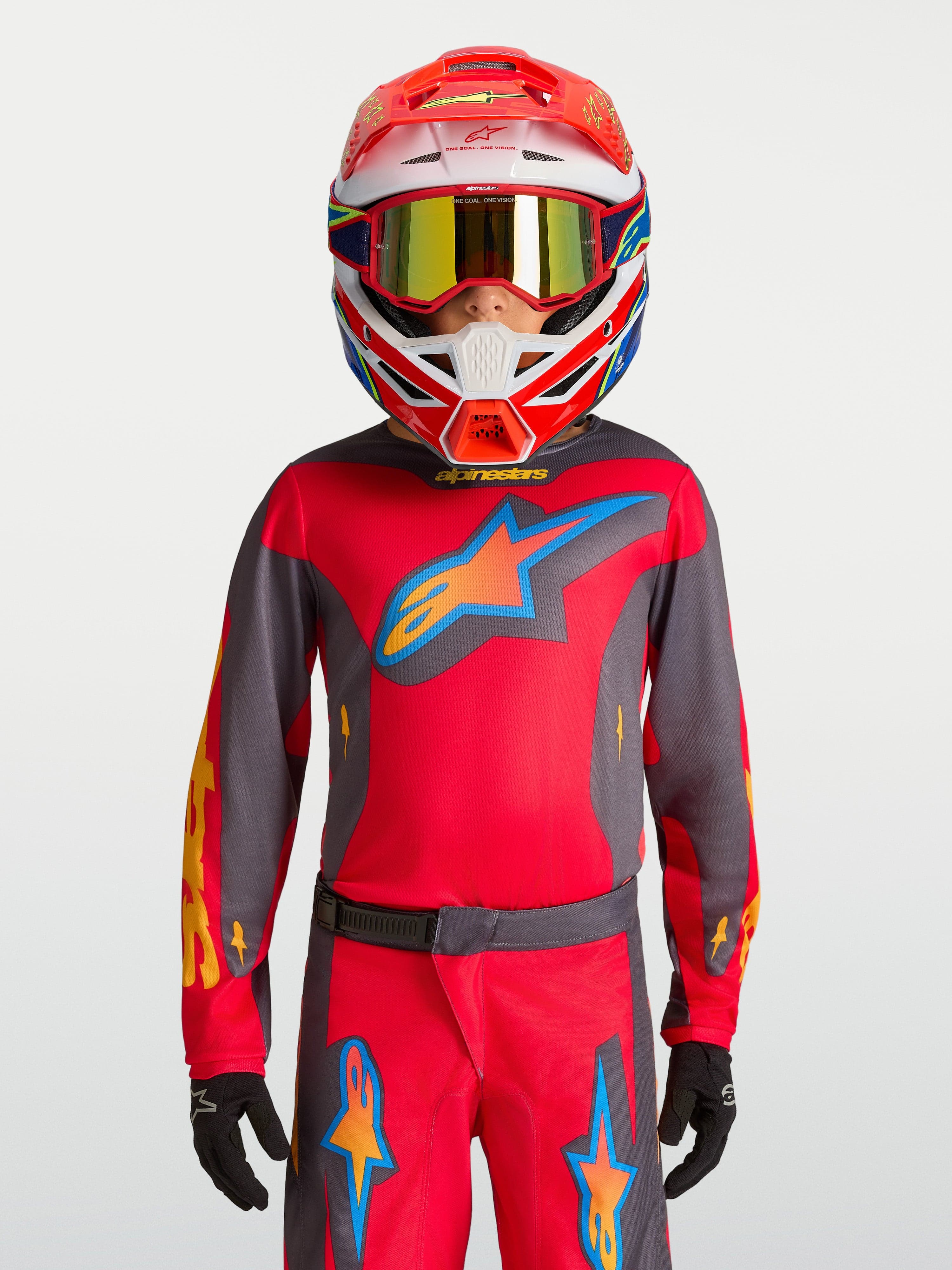 Alpinestars Youth Fluid Hunt junior crosstrøye Rød/Grå/Korall