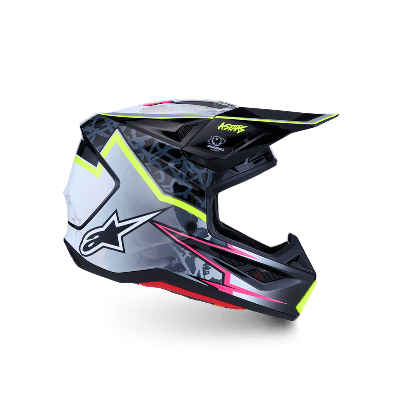 Alpinestars S-M7 Blaster hjelm svart/grå/hvit/fluo gul