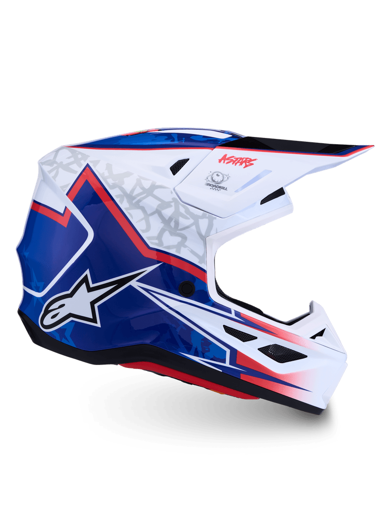 Alpinestars S-M7 Blaster hjelm hvit/blå/rød