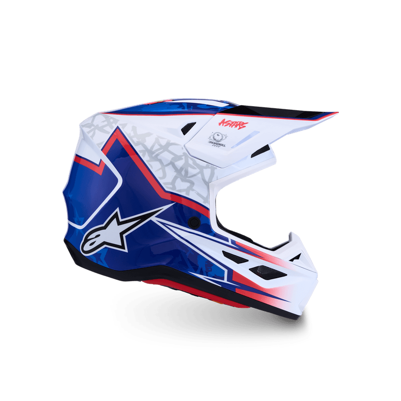 Alpinestars S-M7 Blaster hjelm hvit/blå/rød