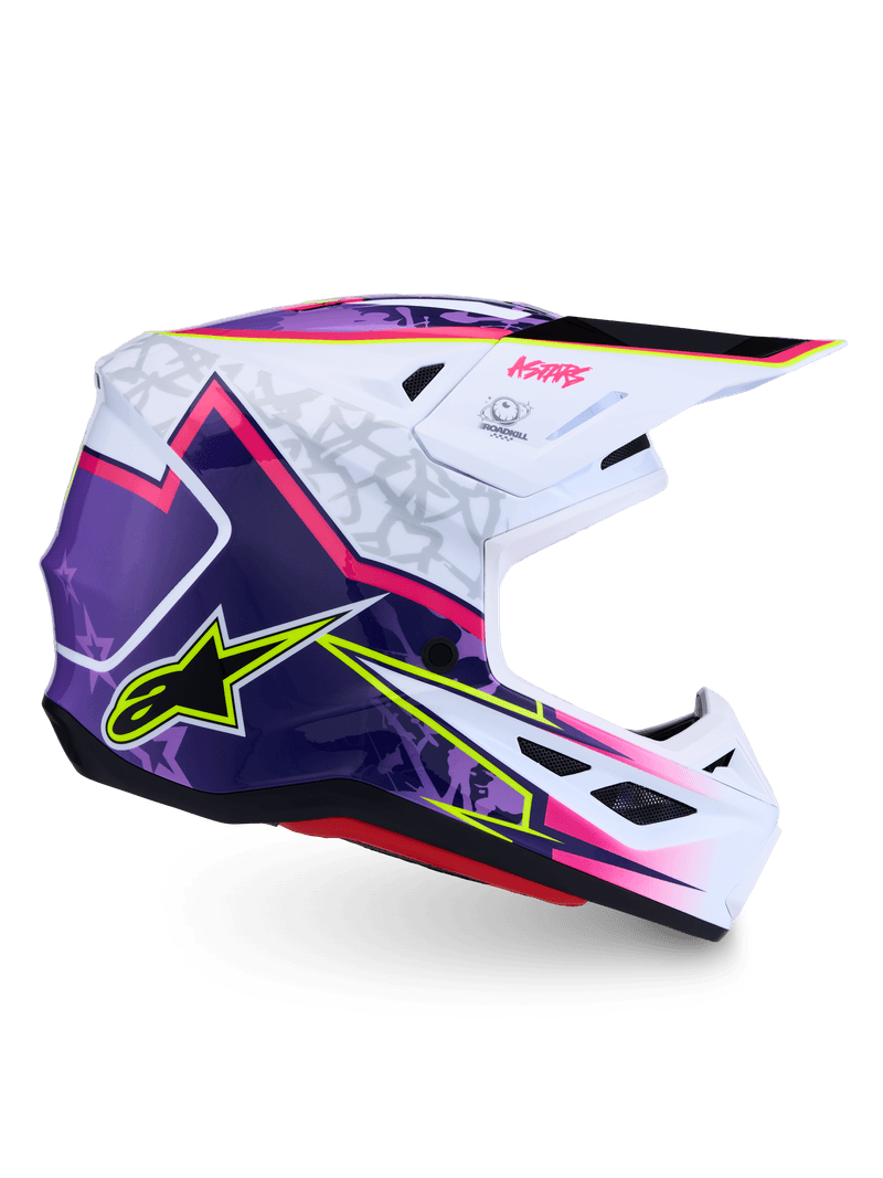 Alpinestars S-M7 Blaster hjelm lilla/rosa/hvit