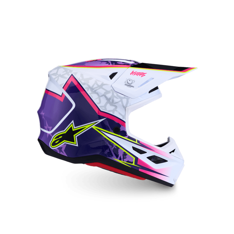 Alpinestars S-M7 Blaster hjelm lilla/rosa/hvit