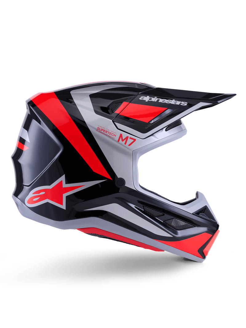 Alpinestars S-M7 Rise hjelm svart/sølv/fluo rød