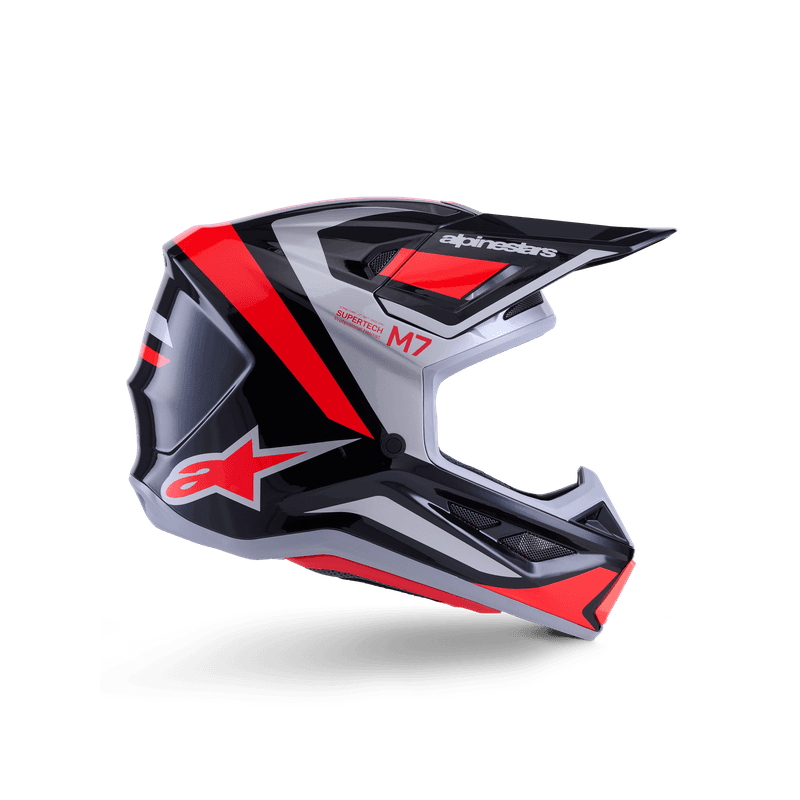 Alpinestars S-M7 Rise hjelm svart/sølv/fluo rød